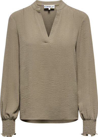 Only Mette V Neck Long Sleeve Smock Top Brun XL
