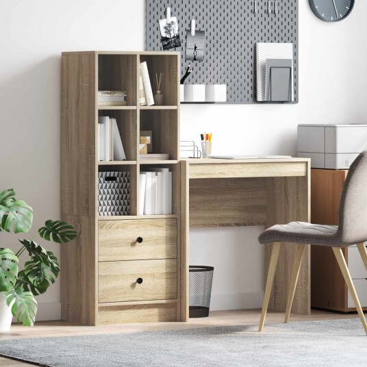  Skrivebord med lagring 2 pcs Sonoma eik 70 x 40 x 76 cm