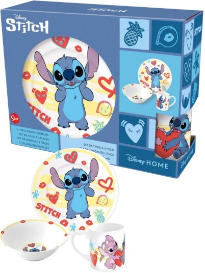 Disney Stitch servise frokostsett i keramikk tallerken, skål og kopp Disney Stitch servise frokostsett i keramikk tallerken, skål og kopp