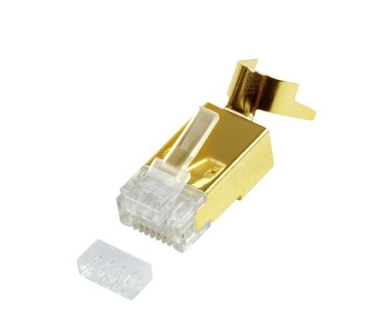 Logilink Rj45-Kontakt Cat.6A/Cat.7/Cat.7A/Cat.8.1 Skjermet Gullbelagt Messinghus Gullbelagte Kontakter - 1 Stk (Mp0048)