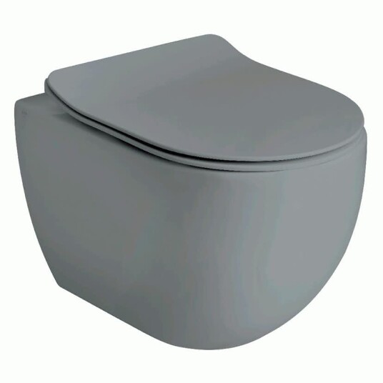 LAVABO GLOMP MINI RIMLESS VEGGHENGT TOALETT MATT GRÅ LAVABO GLOMP MINI RIMLESS VEGGHENGT TOALETT MATT GRÅ