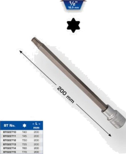 Ks Tools Werkzeug-Maschinen Gmbh 1/2" Torx-Bitssokkel, 200 Mm Lang, T55 (Bt022713)