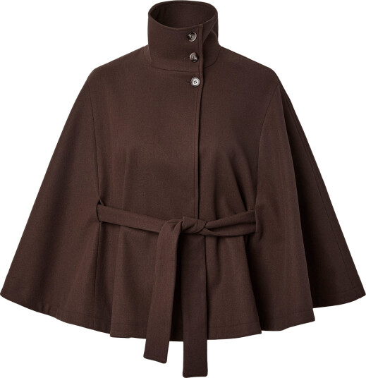Pieces Pcaiken Cape Jacket W. Belt Bc   Brown   S
