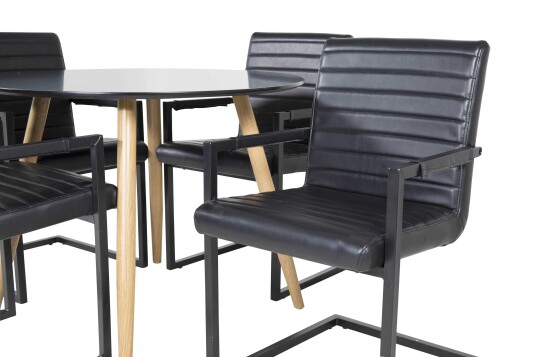 Venture Design Plaza & Art spisegruppe Svart/svart 4 st stoler & bord 100 cm
