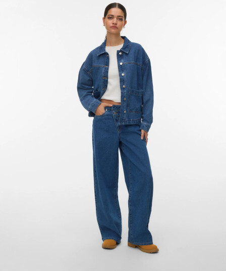Vero Moda Vmjamie Ls Denim Shacket Mix Ga Noos   Blue   S