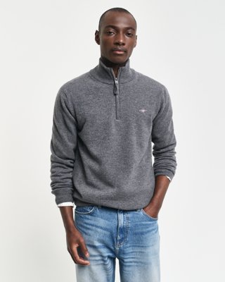 Lammeullsgenser med half-zip CHARCOAL MELANGE S Lammeullsgenser med half-zip CHARCOAL MELANGE S