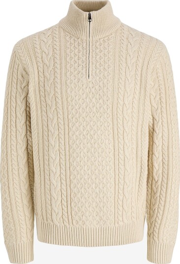 Jack & Jones Polohals Jprblucallum Cable Knit Half Zip Hvit