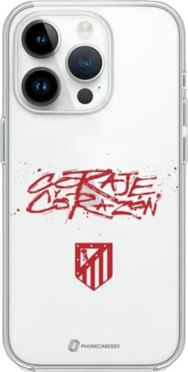 Phonecases3D iPhone 14 Pro Atlético de Madrid Clear case -mobildeksel, hvit