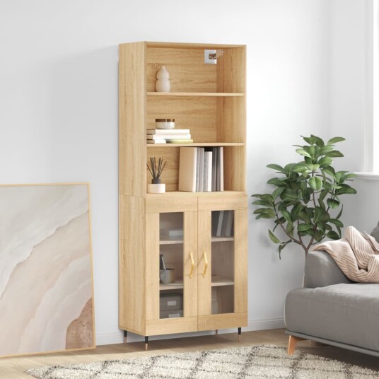 vidaXL Highboard sonoma eik 69,5x34x180 cm konstruert tre 8720845926632