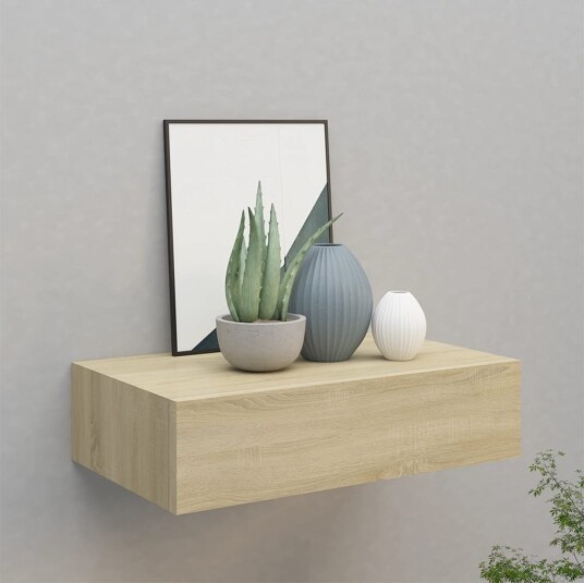 vidaXL Veggmontert skuffehylle eik 40x23,5x10 cm MDF vidaXL Veggmontert skuffehylle eik 40x23,5x10 cm MDF