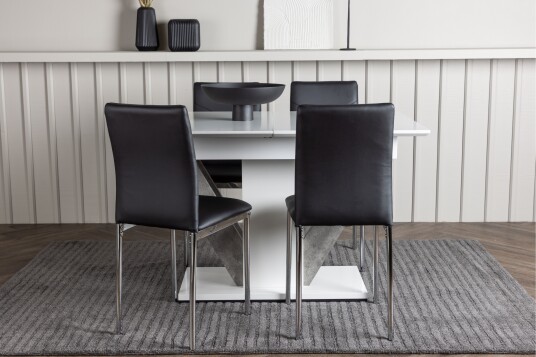 Venture Home Disa Spisegruppe 120 cm Rektangulær med 4 Lily Stoler Sort