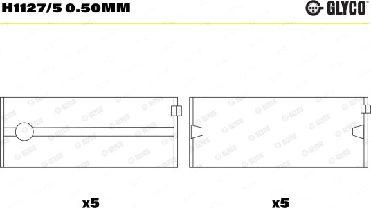 GLYCO H1127/5 0.50mm Veivaksellager