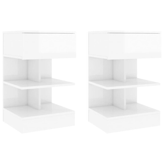vidaXL Nattbord 2 stk høyglans hvit 40x35x65 cm sponplate vidaXL Nattbord 2 stk høyglans hvit 40x35x65 cm sponplate
