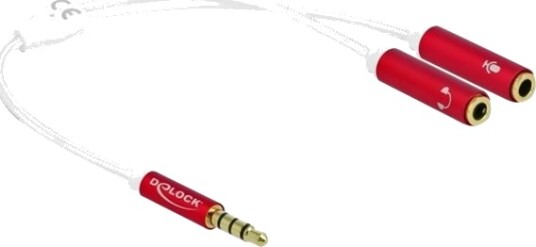 Delock Hodetelefonadapter 4 Polsminijakk Hann Til 4 Polsminijakk Hunn 20 Cm Hvit Rød