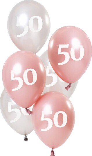 Folat Ballonger Rosa Hvit 50 År 6-pakning 68550