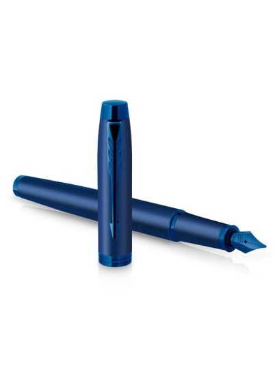 Parker IM Monochrome Fountain Pen | Blue Finish and Trims | Fine Nib | Blue Ink | Gift Box