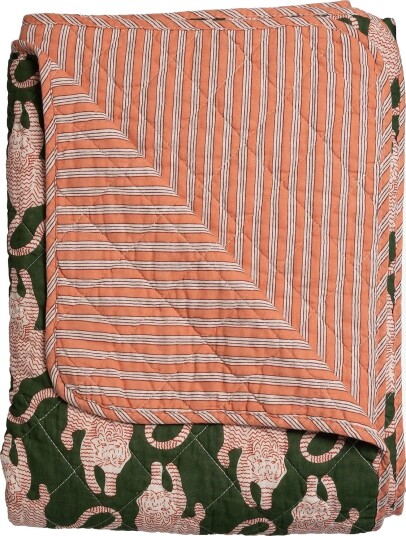 Au Maison Quilt Ethnic Tiger Green/Pink 140X180 Cm GREEN/PINK 140X180 cm