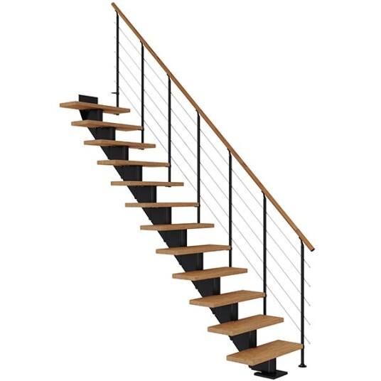 Dolle Hamburg Rett Trapp Svart-style 6-oljet Eik-85-11 - Loddrett Høyde Op Til 258 Cm Dolle Hamburg Rett Trapp Svart-style 6-oljet Eik-85-11 - Loddrett Høyde Op Til 258 Cm