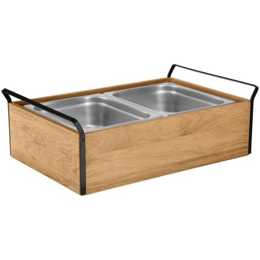 VEGA Kjøledisplay Esino høy 10 cm rustfritt stål 2x GN 1/2 Størrelse GN 1/1 61.9x38.6x20.9 cm (LxBxH) Eik/Svart/Stålgrå Rektangulær