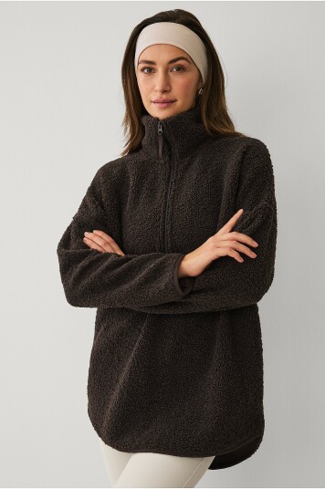 Ellos STUDIO Pullover Half Zip Pile Core Brun Ellos STUDIO Pullover Half Zip Pile Core Brun