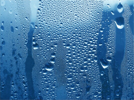 Fototapet Vanndråper På Blått Glass 400x309 - Artgeist sp. z o. o.