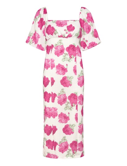 Bubbleroom Volume Sleeve Midi Dress Multi/patterned M Bubbleroom Volume Sleeve Midi Dress Multi/patterned M