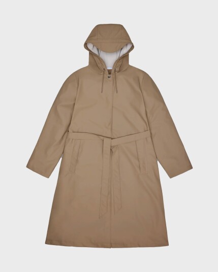 Rains Regnfrakk A line Longer W Jacket W3 Beige Rains Regnfrakk A line Longer W Jacket W3 Beige