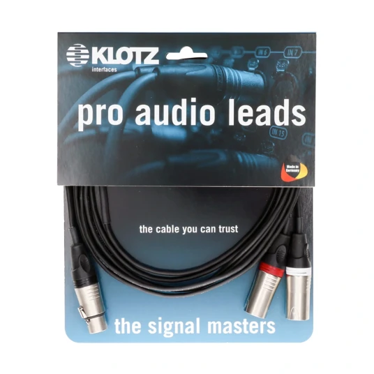 Klotz Y Kabel Stereo XLR Mikrofonkabel 1,5m. XLR 5p Hunn 2 x XLR 3p Hann