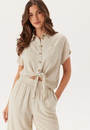 Pieces Pcpia Ss Tie Shirt Wvn Noos Birch Detail:Melange XS Pieces Pcpia Ss Tie Shirt Wvn Noos Birch Detail:Melange XS