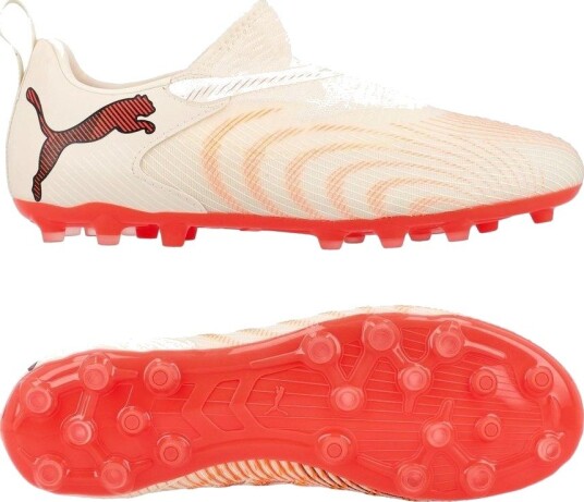PUMA Future 9 Match Laceless Mg The Arrival   Sukkermandel/PUMA White/ultra Red/PUMA Svart Barn   Multi Ground (Mg) størrelse 38½