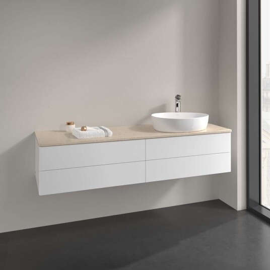 Villeroy & Boch Antao Servantskap med 4 skuffer 160x50x36 cm u/lys Hvit Matt/Crème Villeroy & Boch Antao Servantskap med 4 skuffer 160x50x36 cm u/lys Hvit Matt/Crème