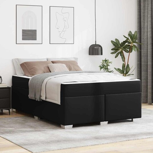 Sengestamme med madrass Svart 140 x 200 cm stoff Sengestamme med madrass Svart 140 x 200 cm stoff
