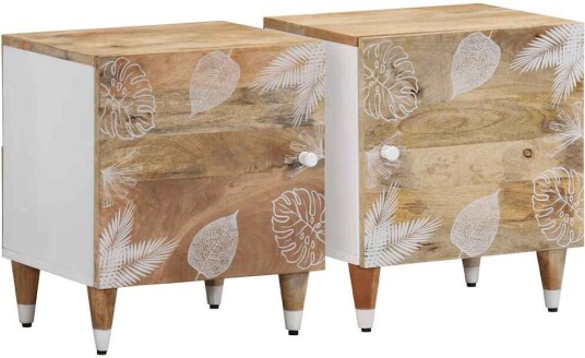 Nattbord 2 stk 40x33,5x46 cm heltre mango 8721158496607