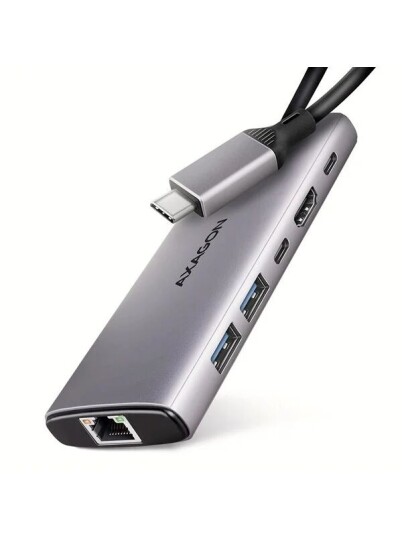 AXAGON Combo 6 in 1 USB C Hub Silver HMC 6G2L