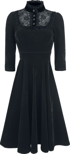 H&R London   Rockabilly Middellang kjole   Nightshade Velvet Dress   S til 6XL   Damer   svart