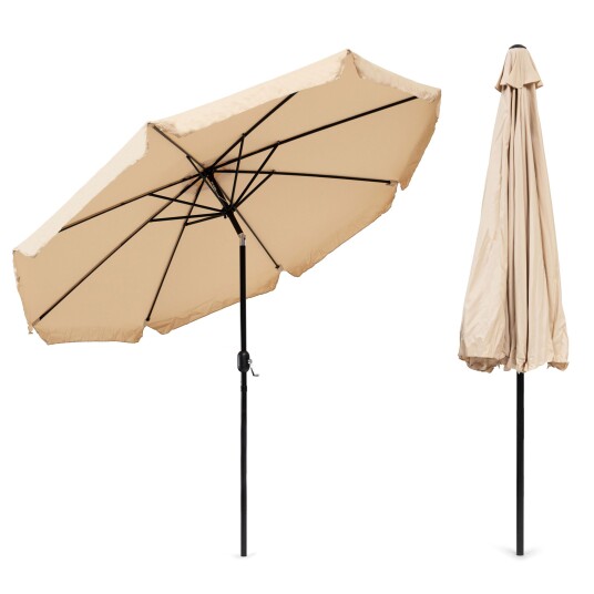 Stor hageparaply 3 m skrå justerbar med sveiv MultiGarden Beige Stor hageparaply 3 m skrå justerbar med sveiv MultiGarden Beige