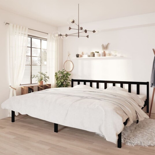 vidaXL Sengeramme svart heltre furu 200x200 cm vidaXL Sengeramme svart heltre furu 200x200 cm
