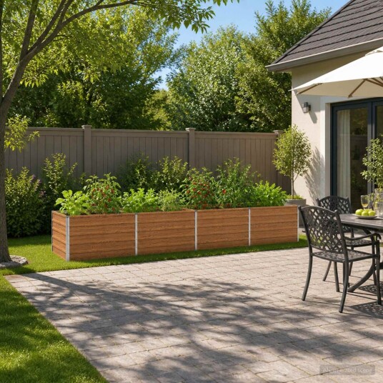 vidaXL Hevet Hagebed Treet Brown 320 x 80 x 55 cm kaldvalset stål