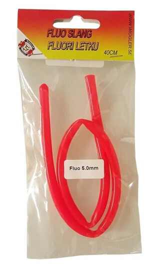Wiggler Gummislange, 40 cm - fluoriserende rød - 3 mm Wiggler Gummislange, 40 cm - fluoriserende rød - 3 mm