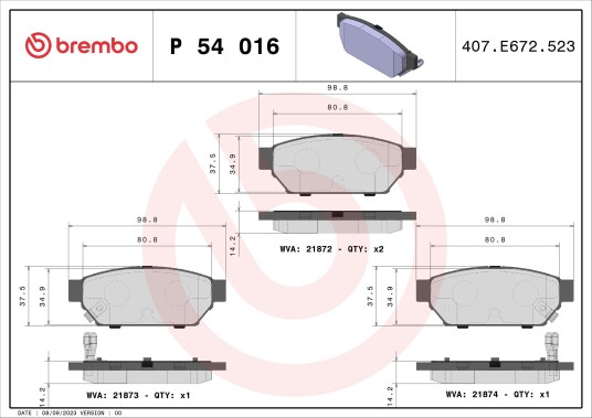 Bremseklosser BREMBO P 54 016