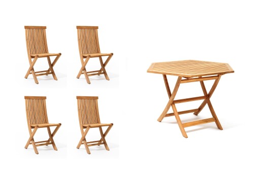 Skargaarden Viken spisegruppe Teak 4 stoler & bord 110 cm