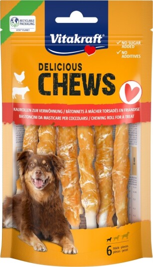 Vitakraft Delicious Chews Tyggeruller S 6 stk Kylling 70 g