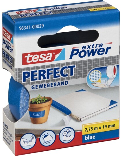 Tesa Extra Power Perfect Lerretstape 2,75 m x 19 mm Bl??