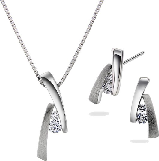 Pan Jewelry, Smykkesett i 925 sølv med zirkonia
