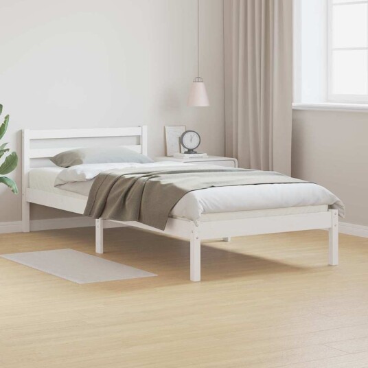 Sengramme med Hodegavl Hvit 90x220 cm Solid Tre Furu