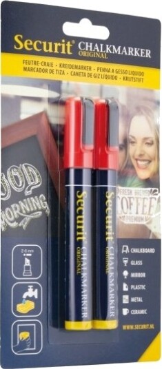Securit® Original Kridtmarker Sæt Med To I Rød Securit® Original Kridtmarker Sæt Med To I Rød