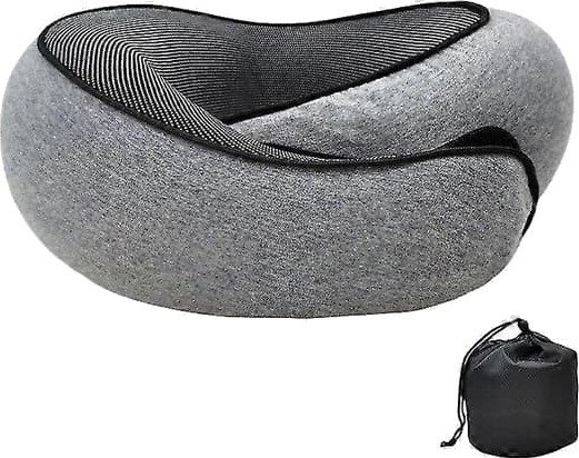 Reisepute for nakke U-formet Memory Cotton Nakkeputer Massasje Nakkepute Sove Flypute Cervical Health Care Pillow mørkegrå