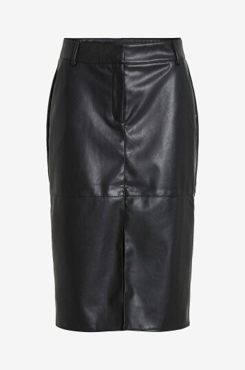 Vila - Skjørt viDagmar HW Midi Coated Skirt - Svart