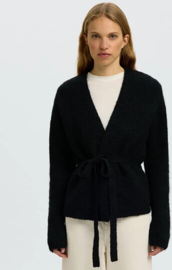 Selected Slfgabriella Ls Knit Belt Cardigan Black XS