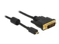 Delock - Adapterkabel - dobbeltlenke - DVI-D hann til 19 pin micro HDMI Type D hann - 2 m - svart